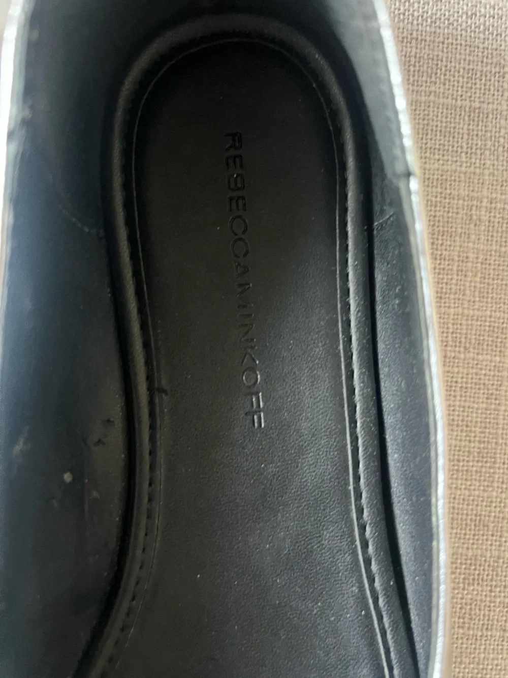 Rebecca Minkoff Silver Ballet Flats, women’s 6.5, crackled, office casual dressy